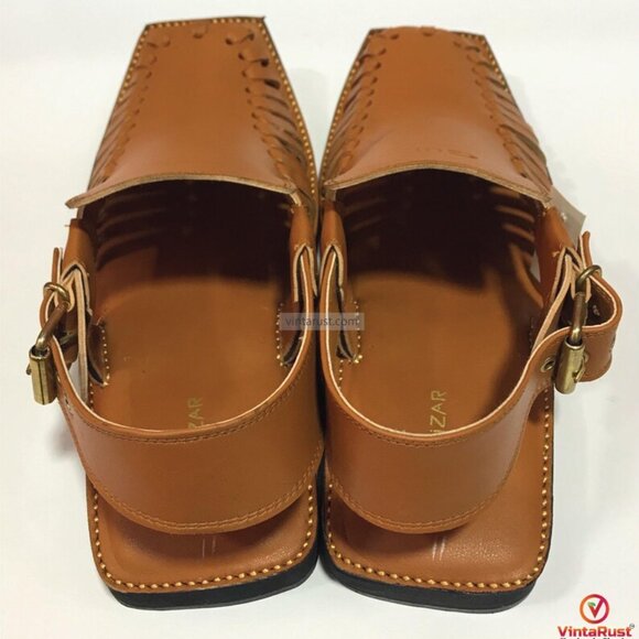 Handmade Tan Leather Peshawari Chappal: Classic Men's Sandal - Picture 2 of 7